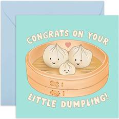 Polka Dots Cards & Invitations Central 23 Cute New Baby Card 'Congrats On Your Little Dumpling' Congratulations Card for New Parents Baby Boy or Girl Comes with Fun Stickers