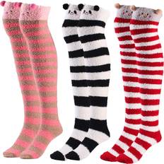 Clothing Jetec Pairs Christmas Knee High Socks 3D Cute Animal Slipper Socks Winter Warm Crew Fuzzy Socks with Pig Panda Decoration for Women Girls Pig Panda