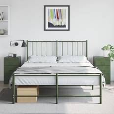 Grøn Sengebord vidaXL Sengeborde 2 Stk 34.5x39x62 cm Stål Olivengrøn Sengebord