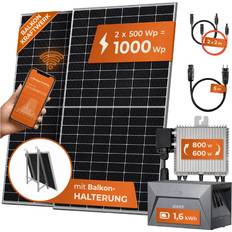 Solarmodule Solarway Solarway Balkonkraftwerk 1000W Solaranlage 1,6kWh Speicher Steckerfertig WIFI Komplettset Photovoltaik Anlage 600/800W