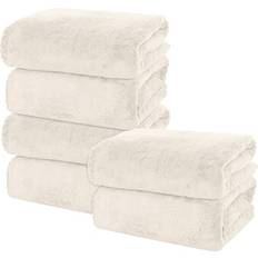 Microfiber Bath Towels MOONQUEEN 6 Pack Premium Bath Towel White