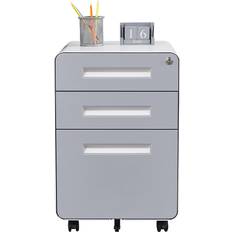 Steel Storage Cabinets MIIIKO Modern Small Rolling Grey Storage Cabinet 15.7x24.4"