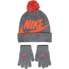 Hat and gloves Nike Big Kid's Swoosh Pom Beanie Hat & Gloves Set 2-piece - Carbon Heather