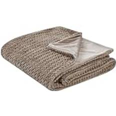 Beliani Bedspread Embossed Pattern Polyester 200 x 220 cm Brown Surmi Duvet Cover Brown (220x)