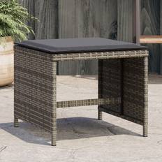 Grijs Terras eethoeken Homie Tuinkrukken 4 St Met Kussens 40x40x35 cm Poly Rattan Grijs