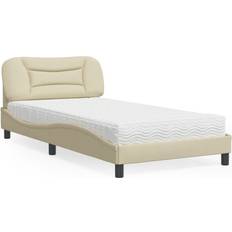 Beige Ensembles de Lit vidaXL Lit Avec Matelas Crème 100x200 cm Meuble De Chambre À Coucher