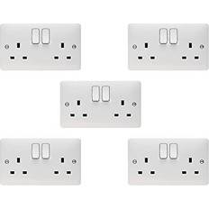 Hager Sollysta 2 Gang Double Pole Switched Socket Dual Earth