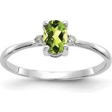 14K White Diamond Peridot Birthstone Ring