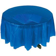 Blue Party Decorations Fun Express Bulk 12 Pc. 82" Blue Round Plastic Tablecloths