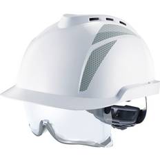 White Motorcycle Helmets MSA V-gard 930 vented helmet white w/ integrated spec gry sticker White/Grey White/Grey