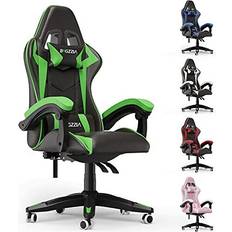 Bigzzia Gaming Chair Office Chair Desk Chair Swivel Heavy Duty Chair Ergonomic Design with Cushion and Reclining Back Support Green and Black Green/Black