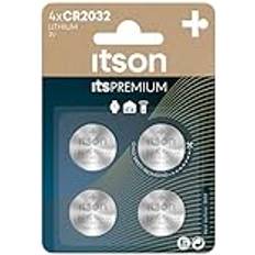 Itson CR2032 litiumknappbatterier, 3V, 4-pack, rekommenderad bilnyckel
