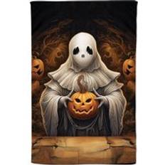 White Kitchen Towels Warren Reed Ghost Holding Pumpkin Tea Kitchen Towel White