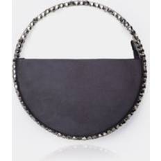 Bags Public Desire The Alessia Black Satin Circle Diamante Mini Handbag black
