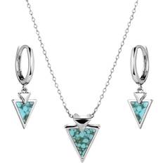 Silver Plated Jewelry Sets Montana Silversmiths Pointed Path Turquoise Necklace and Earring Set