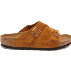 Open Toe Outdoor Slippers Birkenstock Zürich Suede Leather - Brown/Mink