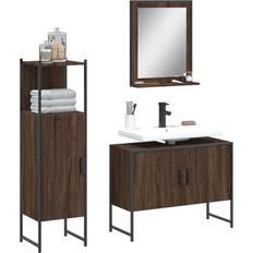 Muebles de Baño vidaXL Set De Muebles De Baño 3 Pzas Madera Contrachapada Roble Marrón Marrón