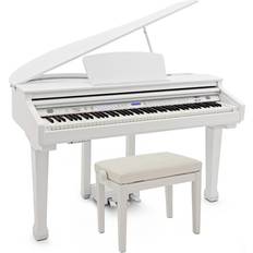 Gear4music GDP-100 Digital Grand Piano with Stool by Gear4music, Gloss White