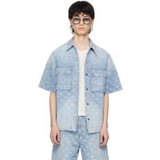 Amiri Tops Amiri Bandana Jacquard Snap Short Sleeve Shirt - Perfect Indigo - Blue