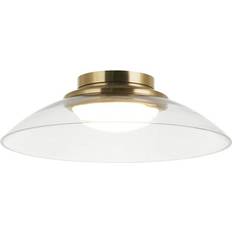 Ceiling Lamps Matteo Lighting Luna Aged Gold With Clear Glass Ceiling Flush Light 13.9"