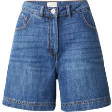 Højtaljede blå denimshorts