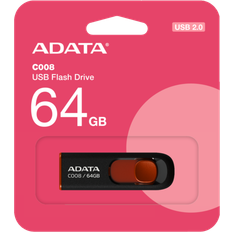 Adata Memory Cards & USB Flash Drives Adata 64gb c008 capless sliding usb flash drive Black 64 GB