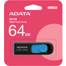 Adata Memory Cards & USB Flash Drives Adata 64gb uv128 usb 3.2 gen 1 flash drive Black 64 GB