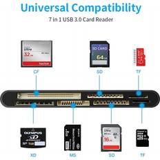LimbO Card Reader USB 3.0, 7 In 1 Memory Card Reader, USB 3.0 High Speed CF/SD/TF/XD/MS/Micro SD etc