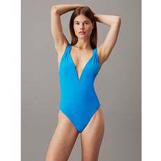 Calvin Klein Blåa Baddräkter Calvin Klein Low Back Swimsuit CK Structured Twist Blue