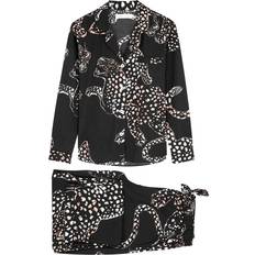 Desmond & Dempsey The Jag Printed Cotton Pyjama set Black