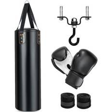 Costway 4-In-1 Hanging Punching Bag Set with Gloves And Ceiling Hook