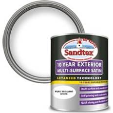 Sandtex White - Wood Paints Sandtex 10 Year Surface Satin Pure Brilliant Wood Paint White 0.75L