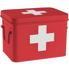 First Aid Harbour Housewares Vintage Metal First Aid Box 23cm red