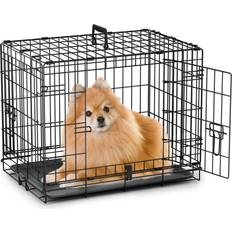 MoNiBloom 24 Metal Small Dog Crate Double-Door w/Slide-out Tray Cage Crate Handle