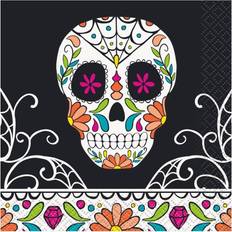 Halloween Paper Napkins Unique Day of the Dead Sugar Skulls beverage napkins, 24 per package