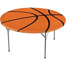 Table Decorations Amscan Basketball Design Round Plastic Table Cover 60" Orange 1 Pc