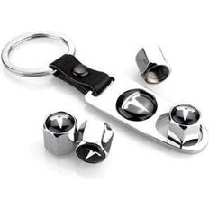 Tech of Sweden Tesla Logoventtiilien Korkit Avainrenkaalla Silver One Size