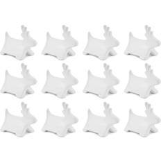 White Table Decorations AuldHome Design Ceramic reindeer place card holders 12pk, christmas reusable write-on wipe-off White