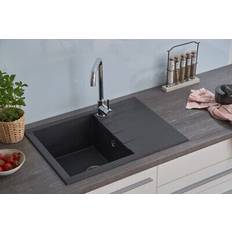 Lavelli da cucina Respekta Lavello Da Cucina Granito Mineralite 62 x 50 Nero Houston