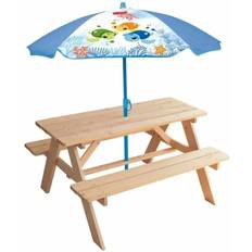 Bänkbord Utemöbler på rea Fun House Brun Solskydd Roligt Hus Picknickbord 125 x ø 100 cm