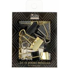 Clips de Papel e Imanes Inca Pinzas Metálicas Negras Y Doradas 1.9 cm 12 U