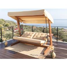 Canopy Porch Swings Ebern Designs Montine Solid Wood Porch Swing