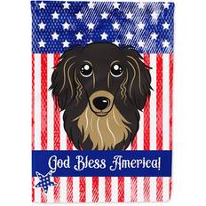 Garden & Outdoor Environment Caroline's Treasures 11" 15" 1/2" American Flag Longhair Dachshund Garden Flag 2-Sided