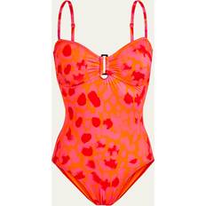 XL Swimsuits Vilebrequin Abstract Leopard Printed One-Piece Swimsuit ABRICOT X-LARGE