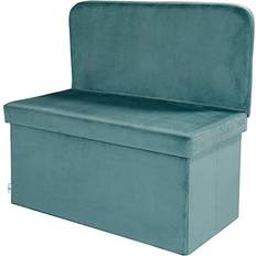 Turquoise Foot Stools Bailey B FSOBEIIALEO Velvet Foot Stool