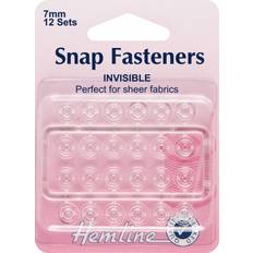 Transparent Crafts Hemline Sew On Plastic Press Snap Fasteners Clear/White