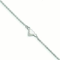 Silver Anklets JewelryWeb Silver puffed heart anklet qg1229 White