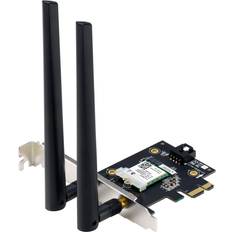 ASUS PCE-AXE59BT WiFi6 6E AX5400 PCI-E Adapter with 2 External Antennas and magnetized Base. Supporting 6GHz Band, 160MHz, Bluetooth 5.2, WPA3 Network Security, OFDMA and MU-MIMO