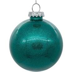 Drop Ship Baskets in. Glitter Clear Ball Teal 4 per Bag Christmas Tree Ornament