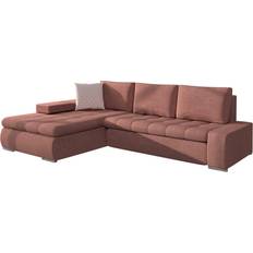 Mirjan24 3-Sits Hörnbäddsoffa Läder Rosa Sammet Soffa 3-sits